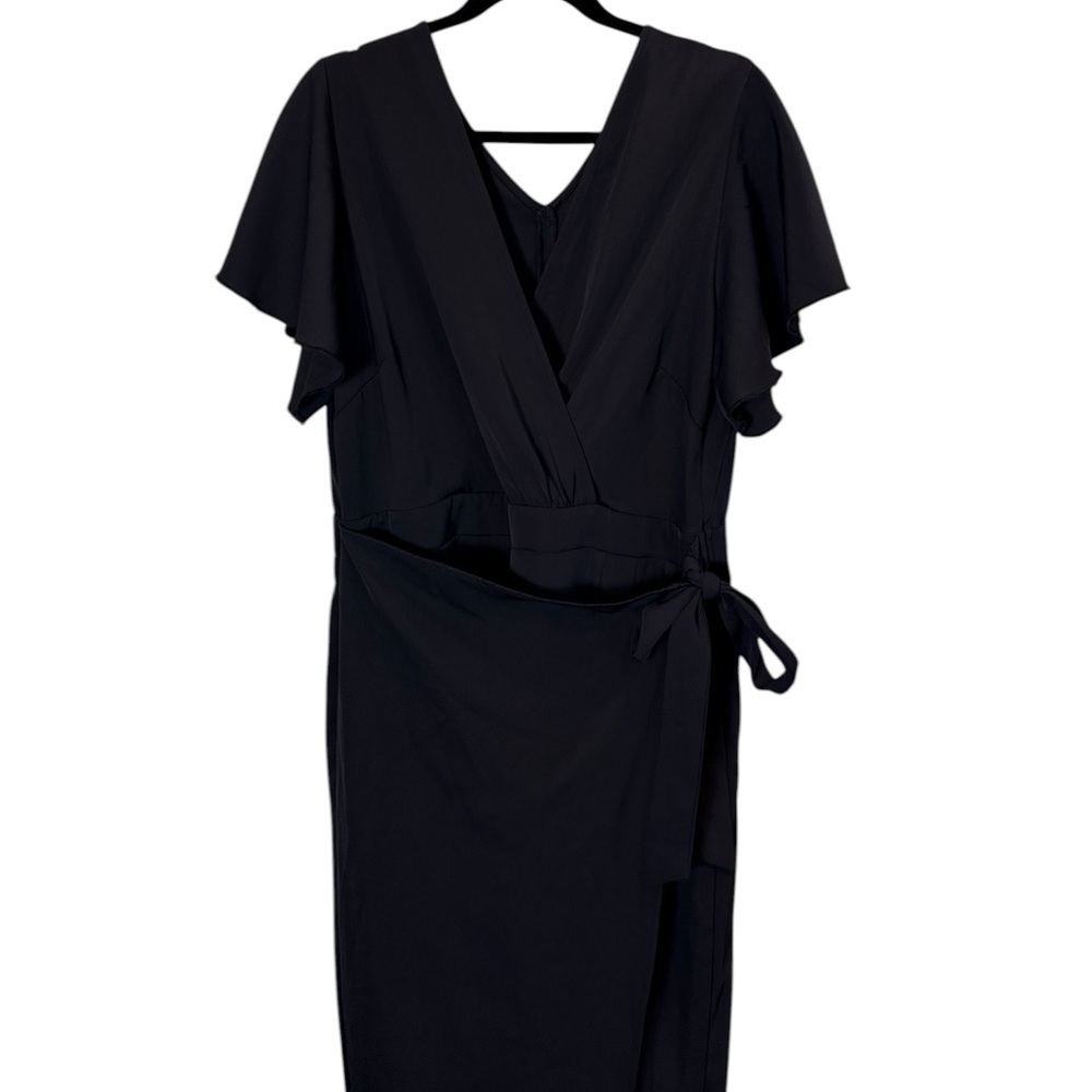Halara Women’s Black Short Sleeve Wide Leg Wrap Jumpsuit Sz XL - Picture 2 of 16